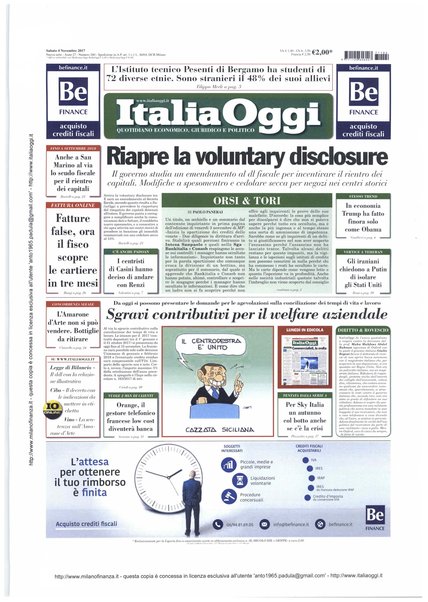 Italia oggi : quotidiano di economia finanza e politica